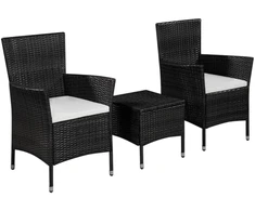 Lauko baldų komplektas Bistro baldų komplektas, 3d., juodas, poliratanas