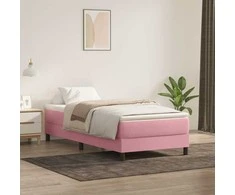 Box Spring Lova be čiužinio Rožinė 100x220 cm aksomas