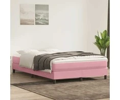 Box Spring Lova be čiužinio Rožinė 140x220 cm aksomas