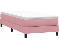 Box Spring Lova be čiužinio Rožinė 90x210 cm aksomas
