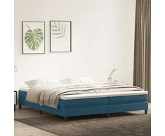 Box Spring Lova be čiužinio Tamsiai mėlyna 200x220 cm aksomas