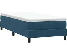 Box Spring Lova be čiužinio Tamsiai mėlyna 100x210 cm aksomas