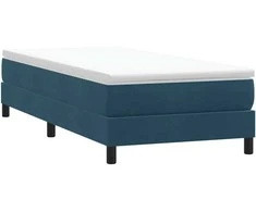 Box Spring Lova be čiužinio Tamsiai mėlyna 90x210 cm aksomas