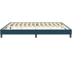 Box Spring Lova be čiužinio Tamsiai mėlyna 200x220 cm aksomas