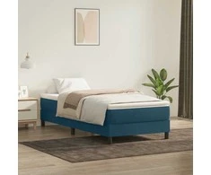 Box Spring Lova be čiužinio Tamsiai mėlyna 100x220 cm aksomas