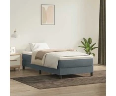 Box Spring Lova be čiužinio Tamsiai pilka 100x220 cm aksomas