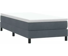 Box Spring Lova be čiužinio Tamsiai pilka 80x210 cm aksomas