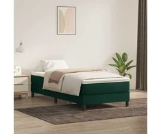 Box Spring Lova be čiužinio Tamsiai žalia 200x220 cm aksomas