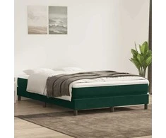 Box Spring Lova be čiužinio Tamsiai žalia 140x220 cm aksomas