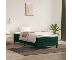 Box Spring Lova be čiužinio Tamsiai žalia 100x220 cm aksomas