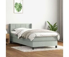 Box Spring Lova su čiužiniu Šviesiai pilka 90x210 cm Velvet