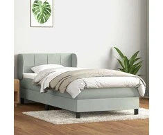 Box Spring Lova su čiužiniu Šviesiai pilka 90x210 cm Velvet