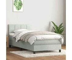Box Spring Lova su čiužiniu Šviesiai pilka 90x210 cm Velvet
