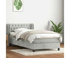 Waszemeble Box Spring Lova su čiužiniu Šviesiai pilka 90x210 cm Velvet