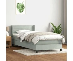 Box Spring Lova su čiužiniu Šviesiai pilka 90x210 cm Velvet