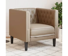 Sofa Chesterfield krėslas, kapučino spalvos, dirbtinė oda