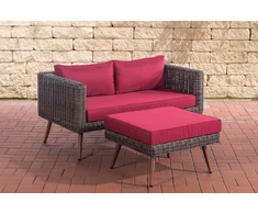 Clp Trading Mville 2 vietų sofa Molde su pufais, apvalus ratanas, ruda/margota 40 cm (tamsiai ruda)