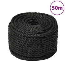 Darbo virvė, juodos spalvos, 10mm, 50m, polipropilenas