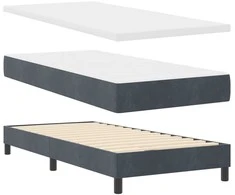 Kiemas lova su čiužiniu Tamsiai pilka 100 x 200 cm Aksomas