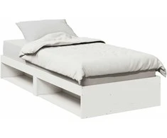 Dieninė lova be čiužinio Balta 75x190 cm medžio masyvo pušis