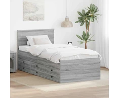Dienos lova Pilkas Sonoma ir juoda 75 x 190 cm Apdirbta mediena
