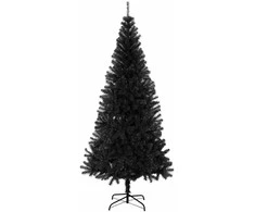 Kalėdų eglutė su 300 LED s stovu Juoda 180 cm PVC