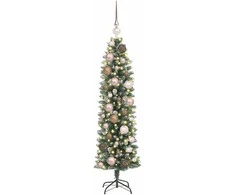 Dirbtinis lieknas Kalėdų medis su 150 LED Žalia ir balta 120 cm