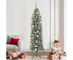 Dirbtinis lieknas Kalėdų medis su 300 LED Žalia ir balta 210 cm