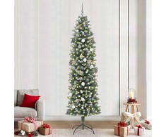Dirbtinis lieknas Kalėdų medis su 300 LED Žalia ir balta 240 cm