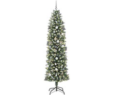 Dirbtinis lieknas Kalėdų medis su 300 LED Žalia ir balta 240 cm