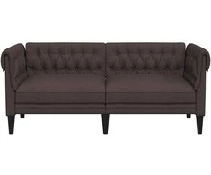 Dvivietė chesterfield sofa, tamsiai rudos spalvos, audinys