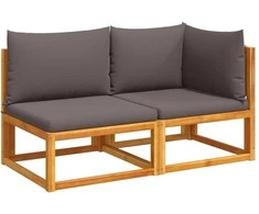 Dvivietė sodo sofa su pagalvėlėmis, akacijos medienos masyvas