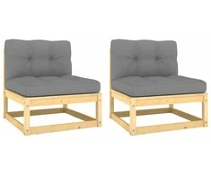Dvivietė sodo sofa su pagalvėlėmis ir staliuku, pilkos spalvos