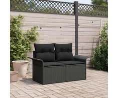 Sodo sofa su pagalve Juoda 141 x 62 x 69cm poliratanas