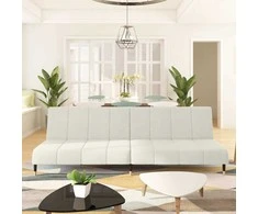 Dvivietė sofa-lova, kreminės spalvos, aksomas