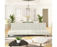 Dvivietė sofa-lova, kreminės spalvos, aksomas