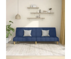 Dvivietė sofa-lova, mėlynos spalvos, audinys