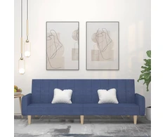 Dvivietė sofa-lova, mėlynos spalvos, audinys