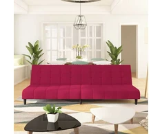 Dvivietė sofa-lova, raudonojo vyno spalvos, aksomas