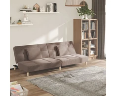 Dvivietė sofa-lova su dvejomis pagalvėmis, taupe, audinys