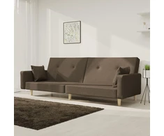 Dvivietė sofa-lova su dvejomis pagalvėmis, taupe, audinys
