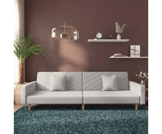 Dvivietė sofa-lova su dvejomis pagalvėmis, pilka, audinys