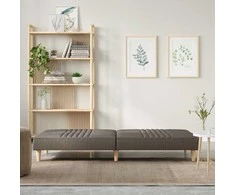 Dvivietė sofa-lova, taupe spalvos, audinys