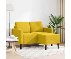 dvivietė sofa su gultu L formos geltona 125 cm aksomas