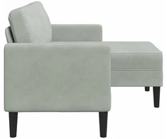 dvivietė sofa su gultu L formos šviesiai pilka 125 cm Velvet