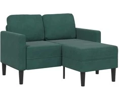dvivietė sofa su gultu L formos tamsiai žalia 125 cm aksomas