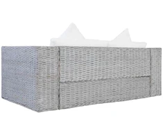 Dvivietė sofa su pagalvėlėmis, pilkos spalvos, natūr. ratanas