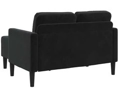 Dvivietė sofa su šezlongu, L formos, juoda, 125 cm, aksominis