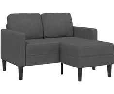 Dvivietė sofa su šezlongu, L formos, tamsiai pilka, 125 cm, linas