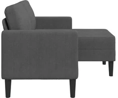 Dvivietė sofa su šezlongu, L formos, tamsiai pilka, 125 cm, linas
